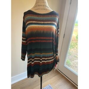 Women's Ruby Rd Striped Multi-Colored Side Ruching Top Size XL